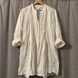 White Linen Tunic Shirt - L - J.Jill
